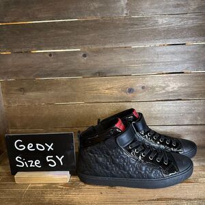 New Girls Geox Black‎ Leather Hi Top Disney Minnie Mouse Shoes Size 37 US 5 Y